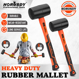 HORUSDY 2pcs Rubber Mallet Hammer Set with 8oz and 16oz Fiberglass Handles - Durable, Shock Absorbing, Wear-Resistant, Ideal for Woodworking and Camping