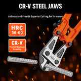 36 inch bolt cutter with CR-V steel jaws and non-slip handles for cutting rods, chains, fences and padlocks