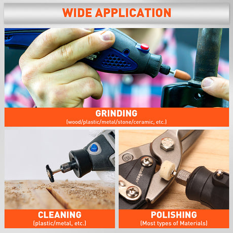 HORUSDY 308-piece rotary accessories kit compatible with Dremel tools, includes sanding, grinding, polishing, and cutting tools with organised storage case.
