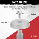 10-piece bearing race and seal driver tool kit with durable aluminum adapters, ideal for installing wheel bearings and seals in automotive repairs.