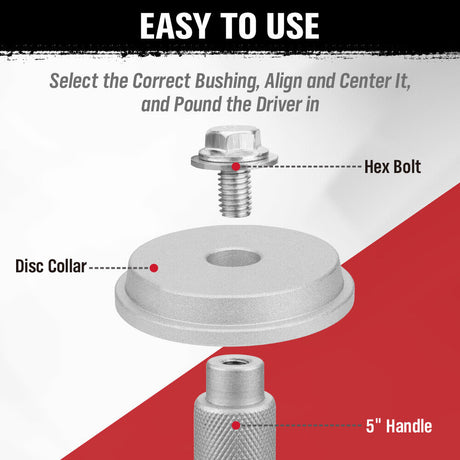 10-piece bearing race and seal driver tool kit with durable aluminum adapters, ideal for installing wheel bearings and seals in automotive repairs.