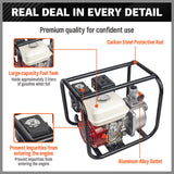 Gasoline water pump with 5.5HP engine, 30m³/h flow rate, 2-inch outlet, ideal for irrigation and high-efficiency water transfer