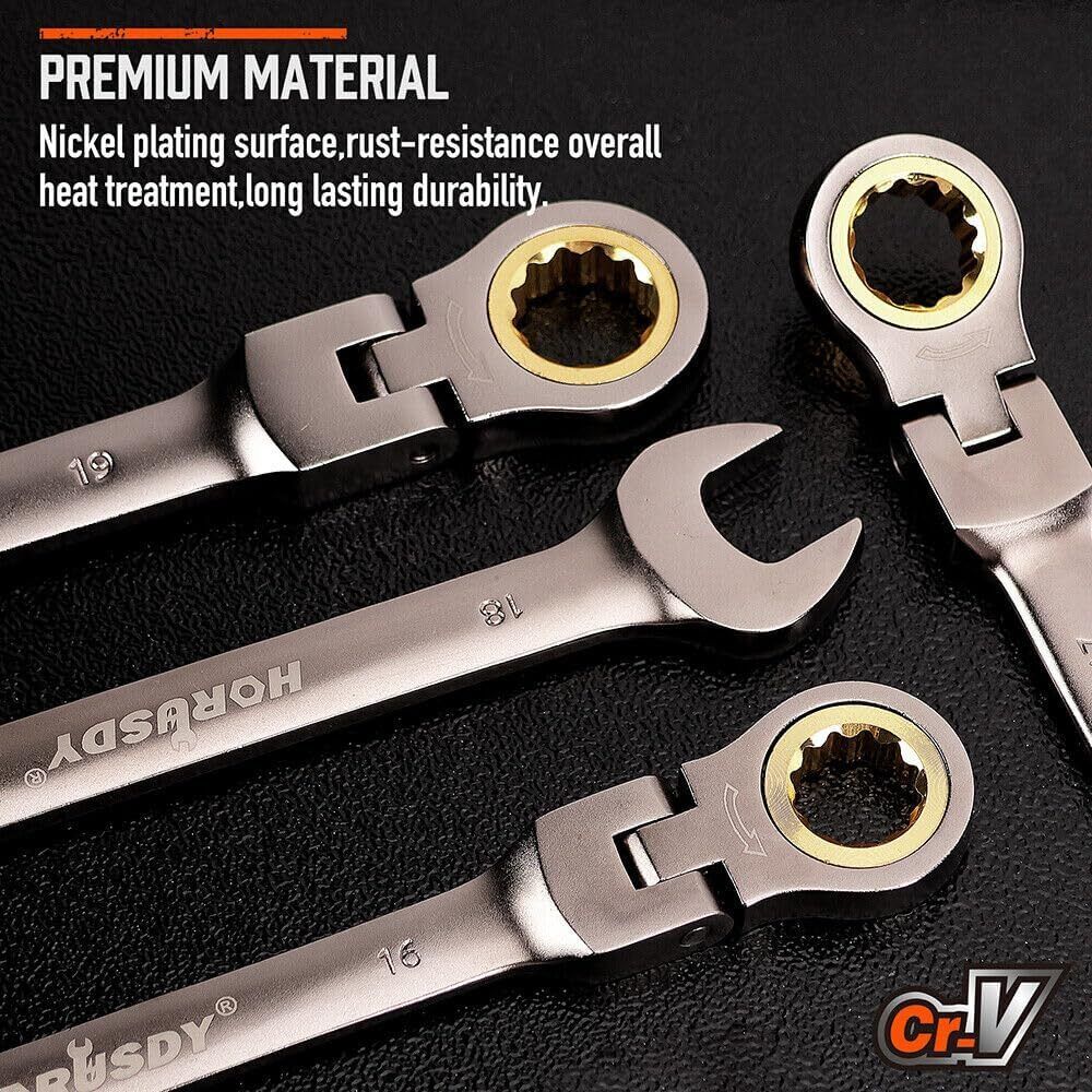 HORUSDY 6-32MM Ratchet Spanner Set with Flexible Head for Versatile Use