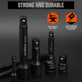 HORUSDY  Impact Extension Bar Set - Cr-V, 1/4", 3/8", 1/2" Drive with Socket Adaptor Reducers