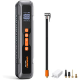 Portable digital tire inflator from HORUSDY with LED display, 6000mAh rechargeable battery, suitable for cars, motorcycles, bicycles, and sports balls.