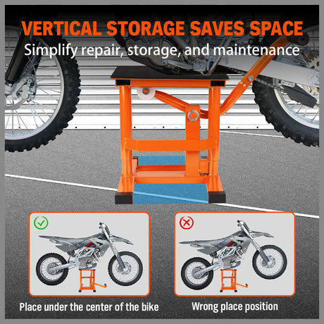 HORUSDY 220Lbs Motorbike Jack Lift Crank Lift Manual Repair Clean Hoist Table - Adjustable Height Stand for Dirt Bikes