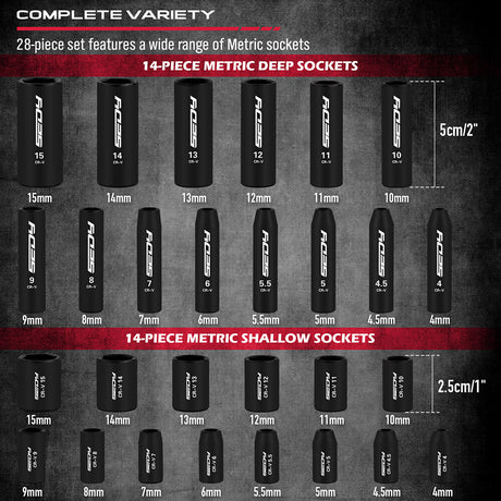 SEDY 64-piece socket and bit wrench set with CR-V steel sockets, universal joint, ratchet handle, and hard carry case for automotive and home tool kits