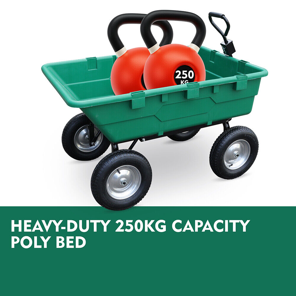 225L Poly Pull Dump Cart with 250kg Capacity, Pneumatic Tires, and Pivoting Steering by SEDY