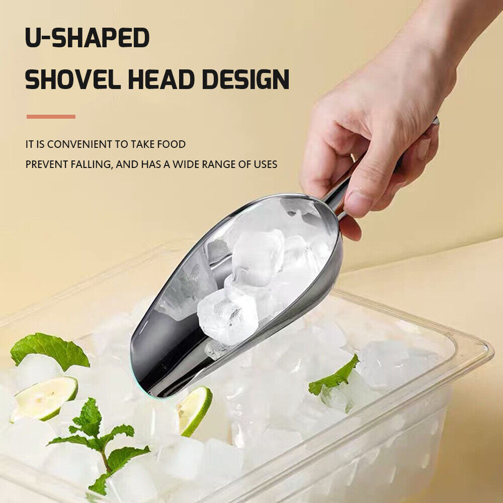 Durable Stainless Steel Ice Scoop, Available in Multiple Sizes for Coffee Beans, Popcorn, and Other Foods