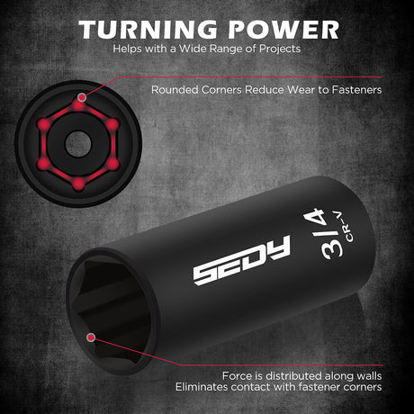SEDY 71-piece SAE and metric impact socket set with Cr-V steel, swivel sockets, extensions, and durable red carry case for mechanics and automotive work.