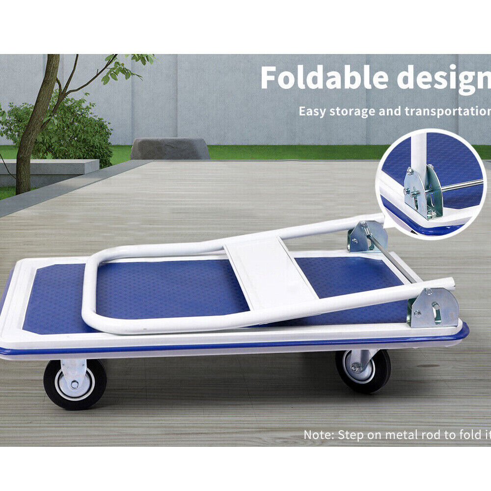 Effortlessly move heavy loads with our heavy-duty folding platform trolley. With a 300kg capacity, non-marking wheels, and foldable design, it's perfect for any workspace