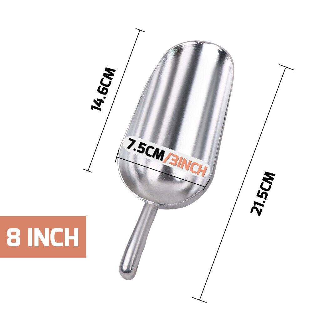 Durable Stainless Steel Ice Scoop, Available in Multiple Sizes for Coffee Beans, Popcorn, and Other Foods