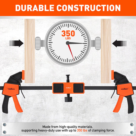 HORUSDY clamp connector with leveling bubble, universal fit for 6mm x 18mm L-bar clamps, 350lbs force, woodworking tool extension