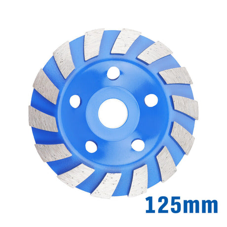 High-Durability Diamond Coated Grinding Cup Wheel - 125mm and 100mm, Ideal for Masonry, Marble, Tile, Concrete, Granite, Ceramic
