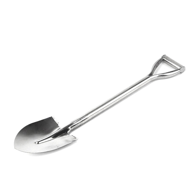 Durable stainless steel shovel for digging and gardening, with a comfortable handle and efficient digging capability, ideal for outdoor and landscaping tasks