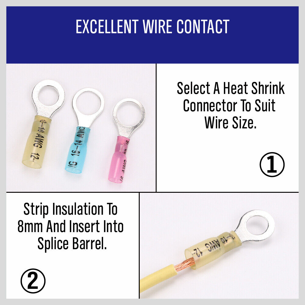 300Pc Heat Shrink Wire Crimp Connector Wire Cable Terminals Ring Fork Spade Butt