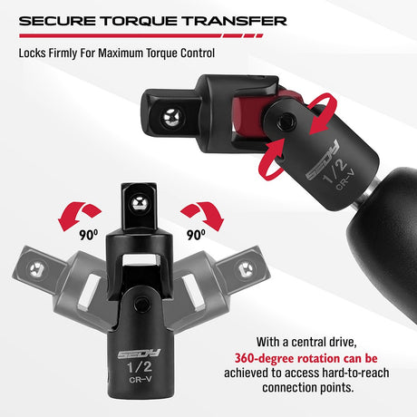 SEDY 7-piece impact socket adapter and universal joint set with magnetic rail, ideal for automotive and DIY tool storage