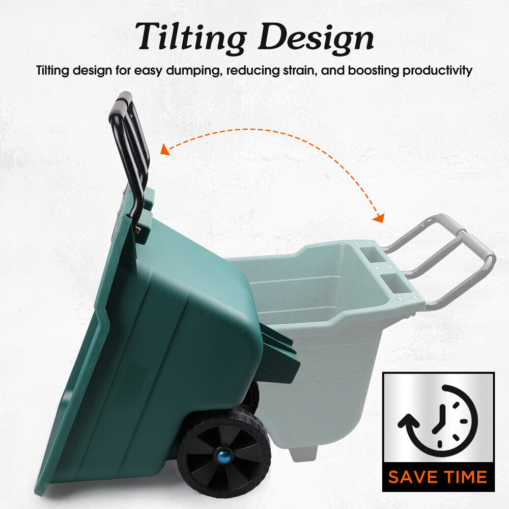 90L Garden Garbage Cart with Ergonomic Handle and Durable Tires by HORUSDY