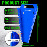 Magnetic wrench organiser set with red and blue 15-slot holders for wall or toolbox mounting, heavy-duty design with strong rare-earth magnets