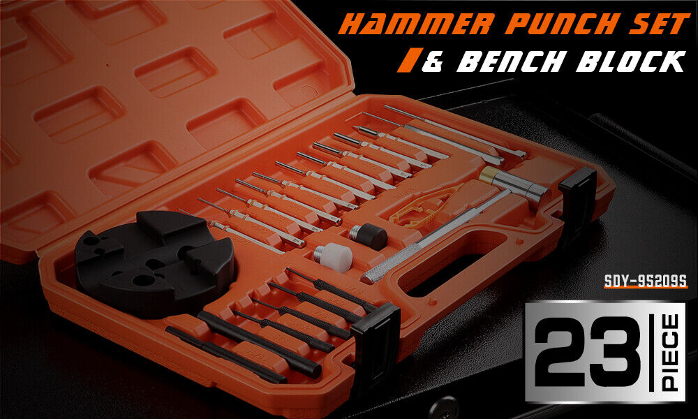 23 Pieces Hammer Punch Set & Bench Block - Comprehensive Tool Kit