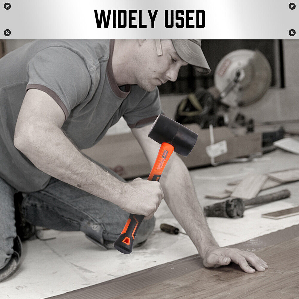 HORUSDY 2pcs Rubber Mallet Hammer Set with 8oz and 16oz Fiberglass Handles - Durable, Shock Absorbing, Wear-Resistant, Ideal for Woodworking and Camping