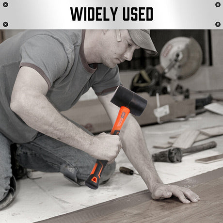 HORUSDY 2pcs Rubber Mallet Hammer Set with 8oz and 16oz Fiberglass Handles - Durable, Shock Absorbing, Wear-Resistant, Ideal for Woodworking and Camping