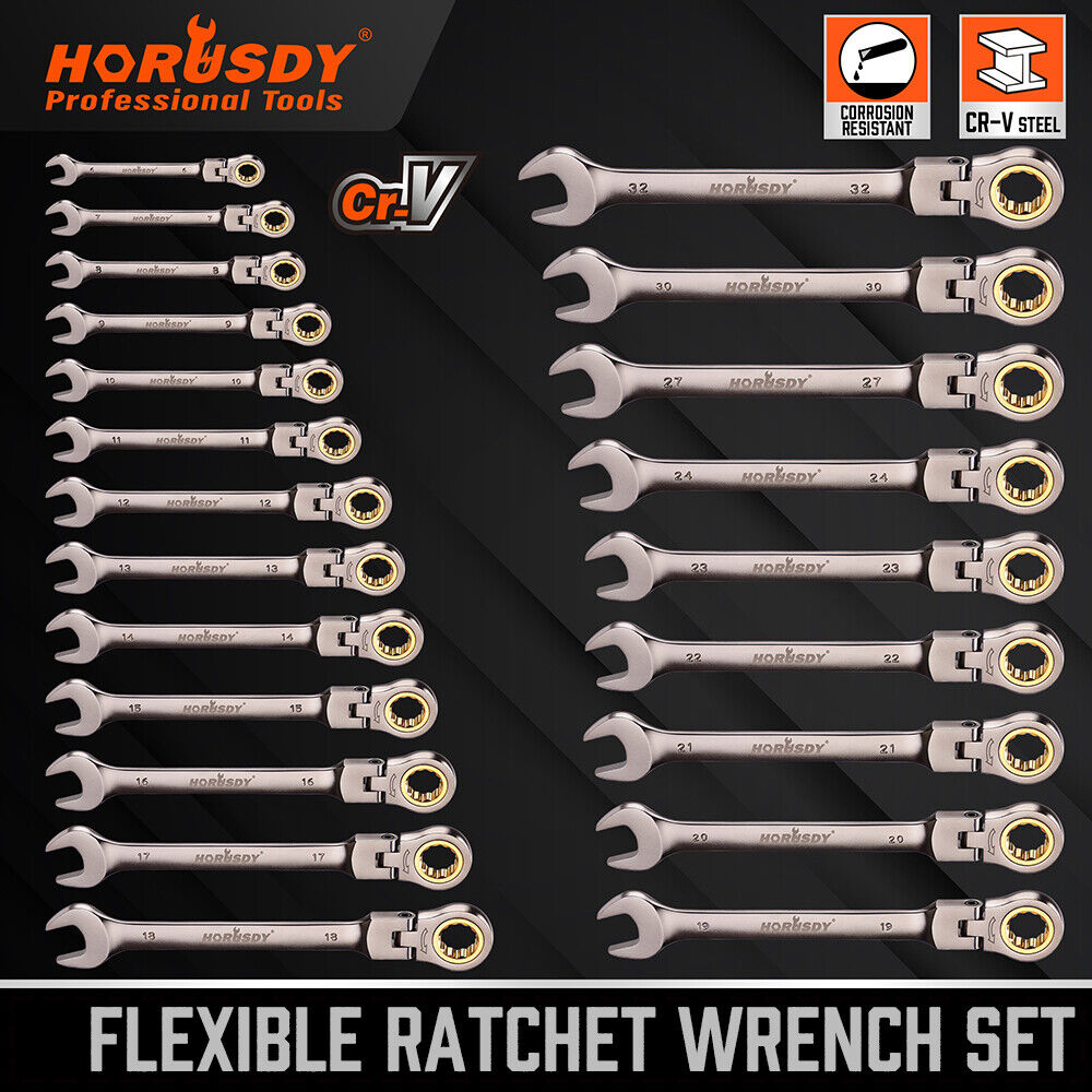 HORUSDY 6-32MM Ratchet Spanner Set with Flexible Head for Versatile Use