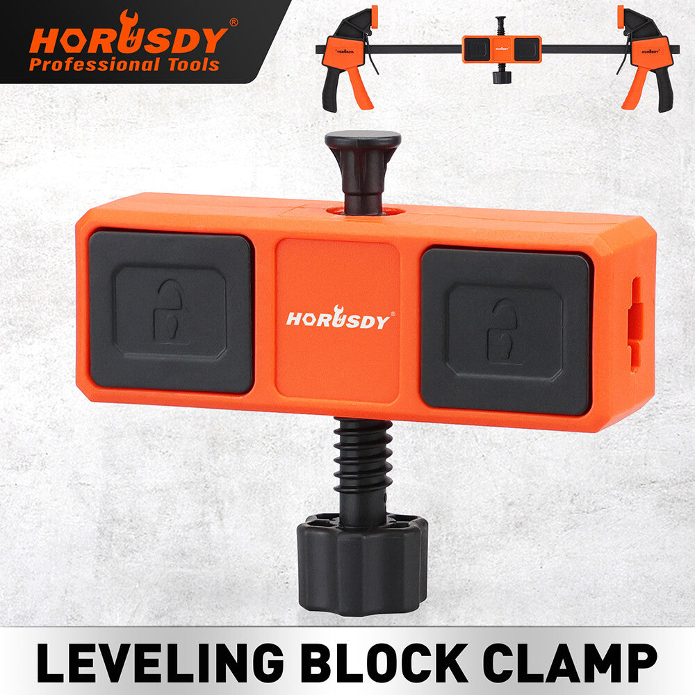 HORUSDY clamp connector with leveling bubble, universal fit for 6mm x 18mm L-bar clamps, 350lbs force, woodworking tool extension