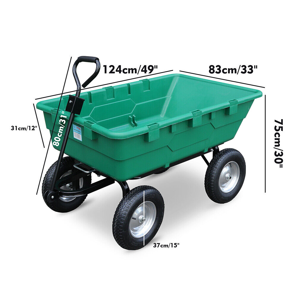 225L Poly Pull Dump Cart with 250kg Capacity, Pneumatic Tires, and Pivoting Steering by SEDY