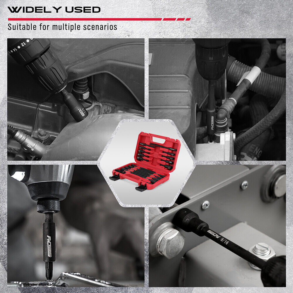 SEDY 33-Piece Magnetic Nut Driver Set 1/4" Hex Shank SAE Extension Bar Tool