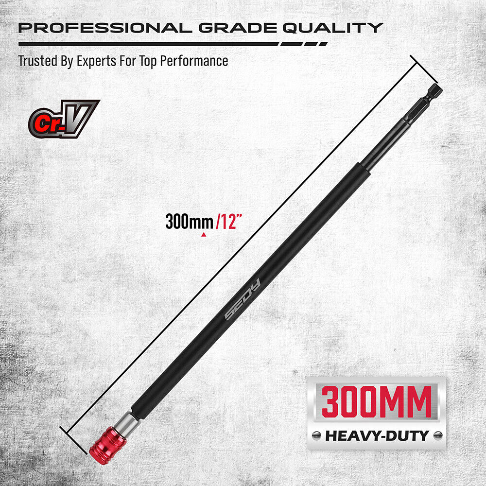 Sedy 300mm heavy-duty magnetic drill bit extension holder with quick release and Cr-V steel, ideal for power tools and precision drilling