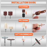 HORUSDY 308-piece rotary accessories kit compatible with Dremel tools, includes sanding, grinding, polishing, and cutting tools with organised storage case.