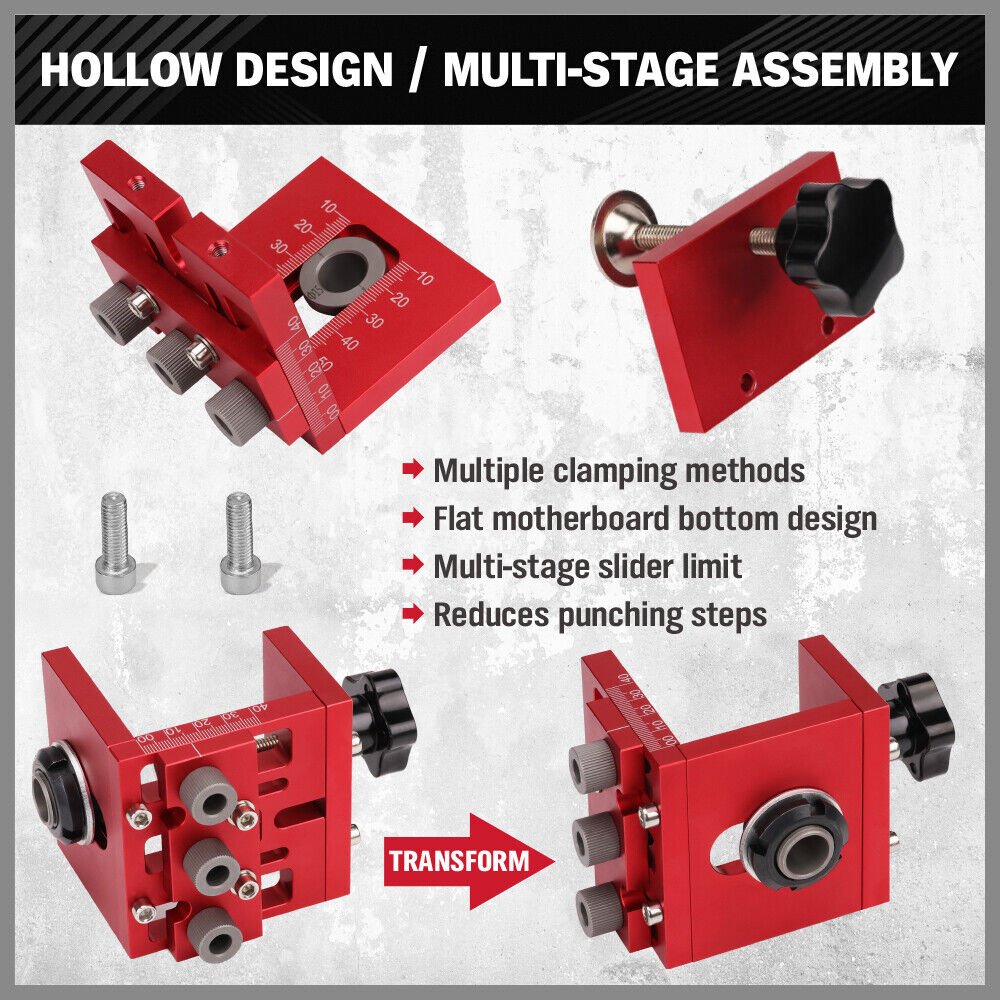 HORUSDY Wood Dowel Punch Locator Tool Adjustable Doweling Jig Pocket Hole Drill