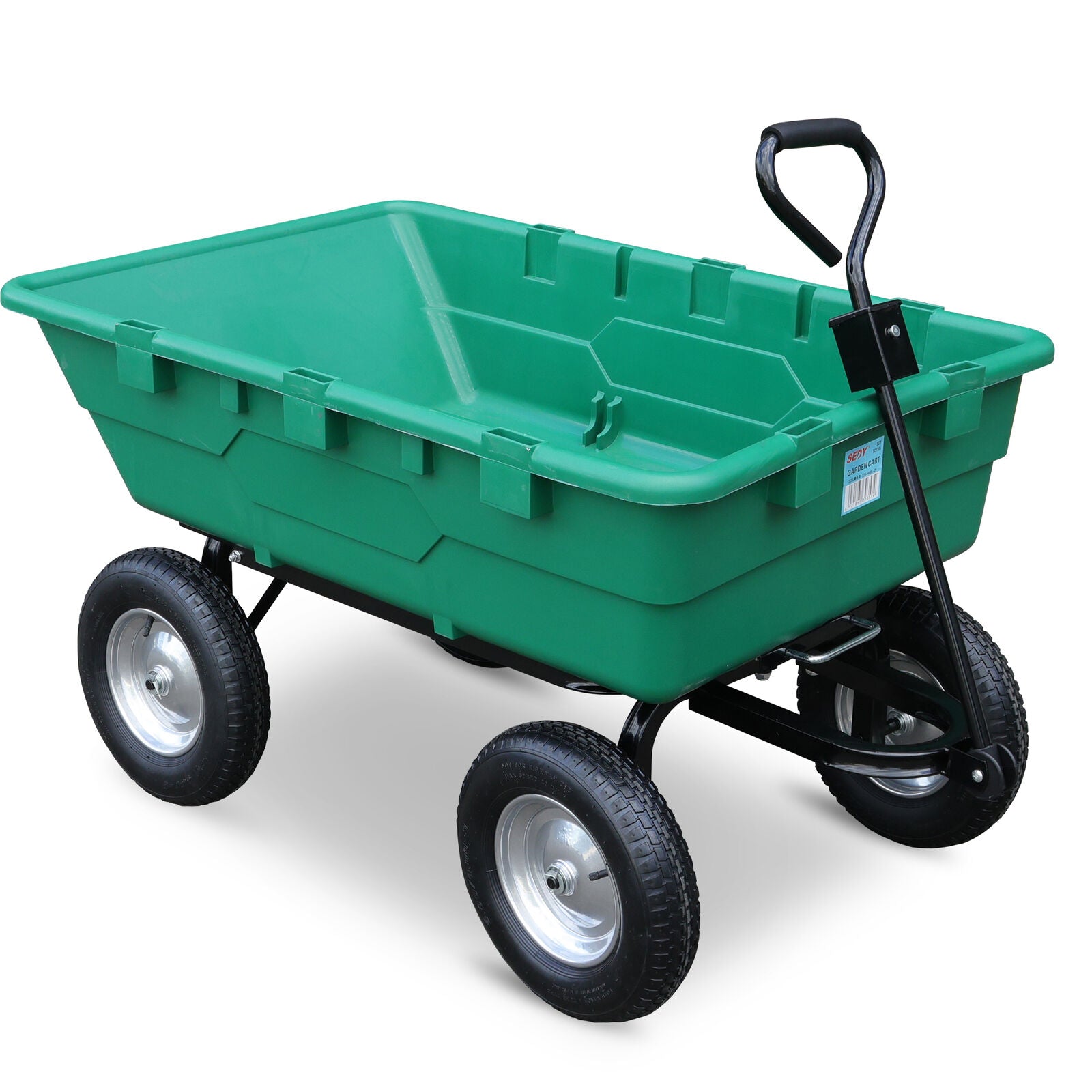 225L Poly Pull Dump Cart with 250kg Capacity, Pneumatic Tires, and Pivoting Steering by SEDY