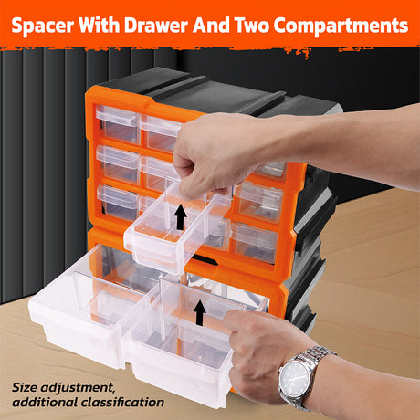 Wall-mountable modular parts organizer with 16 drawers for garage tools and hardware storage - HORUSDY Professional Tools Australia
