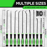 Set of 10 SWANLAKE precision mini hooks and picks with non-slip handles for automotive repair and crafting