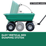 HORUSDY heavy-duty poly pull dump cart with 250kg load capacity, large pneumatic wheels, and easy tipping mechanism for garden and lawn work