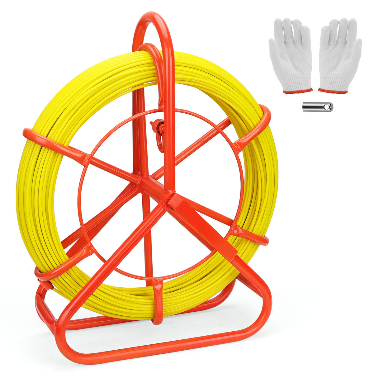 100M HORUSDY fiberglass fish tape cable puller with 4.5mm diameter for wire installation, featuring a non-conductive, durable design with stabilised support.