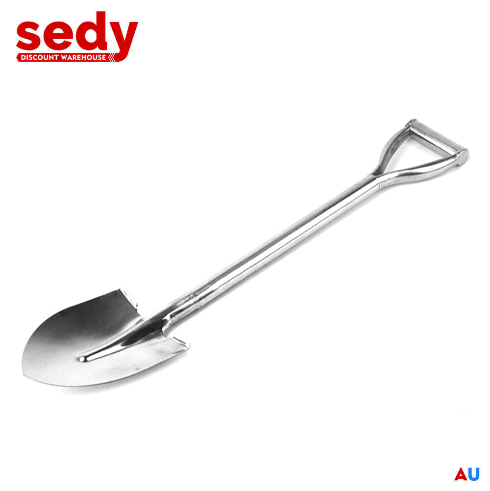 Durable stainless steel shovel for digging and gardening, with a comfortable handle and efficient digging capability, ideal for outdoor and landscaping tasks