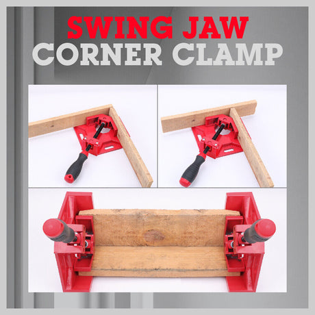 Red SEDY 90-degree corner clamp tool with adjustable jaws for precision woodworking and welding tasks