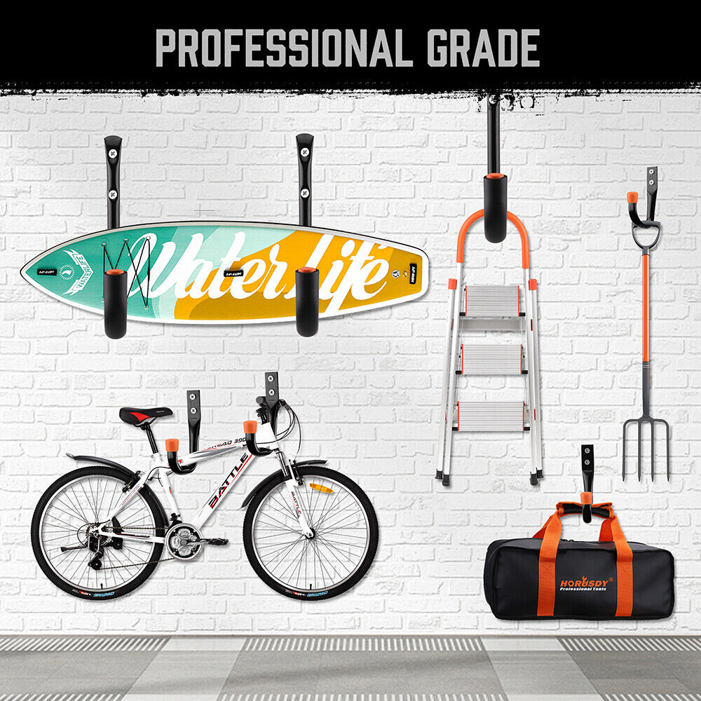 Rust-resistant garage storage hooks with rubber tips for tools, bikes & gear - HORUSDY Professional Tools Australia