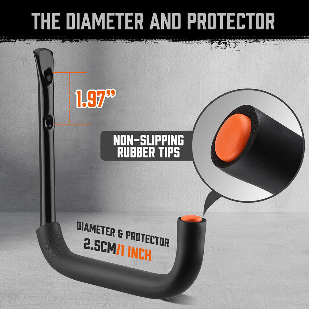 Rust-resistant garage storage hooks with rubber tips for tools, bikes & gear - HORUSDY Professional Tools Australia