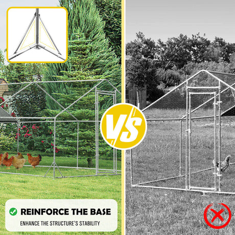 Sturdy walk-in chicken coop with hexagonal mesh and oxford cover, available in sizes 3x2m, 3x4m, 3x6m, providing safe and comfortable shelter for various poultry.