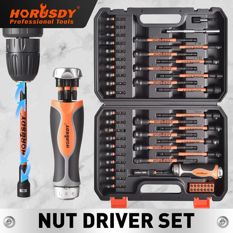 HORUSDY 60-Piece Magnetic Nut Driver Set with CR-V Steel and Storage Case