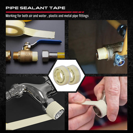 12-piece flare nut spanner set with metric and SAE sizes and Teflon tape for brake line and plumbing repairs