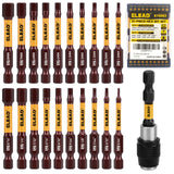 ELEAD 21-piece hex bit set with magnetic tips, made from durable S2 alloy steel for impact resistance and precision in heavy-duty applications.