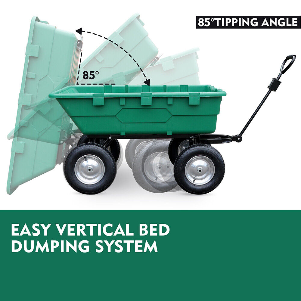 225L Poly Pull Dump Cart with 250kg Capacity, Pneumatic Tires, and Pivoting Steering by SEDY