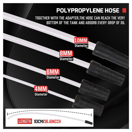 HORUSDY 9L oil extractor pump with hand pump, polypropylene tank and multiple hose sizes for engine oil, brake fluid and vehicle fluid extraction