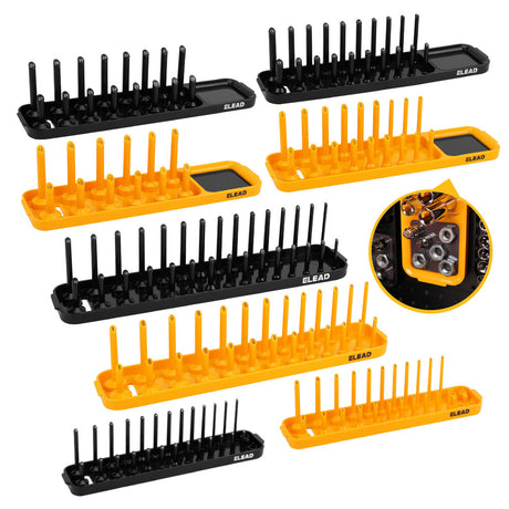 "ELEAD Magnetic Socket Organizer Tray Set for Efficient Tool Storage and Wall Mounting