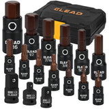 ELEAD 16-piece hex bit socket set with S2 alloy steel bits and CR-V steel sockets, perfect for automotive and industrial tasks.